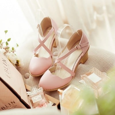 Round toe bandage thick heels sandal shoes free ship sp140922