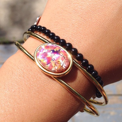 Ruby fire opal bracelet