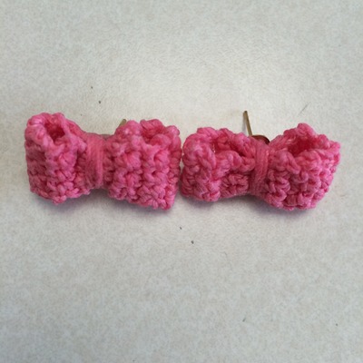  crocheted bow earrings