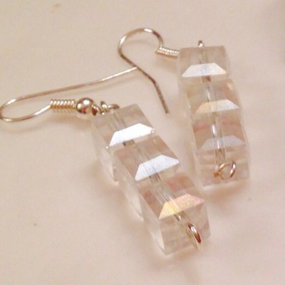 Crystal drop square earrings 