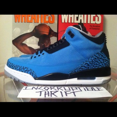 Powder blue air jordan 3's