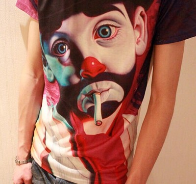 3D Smoking Joker Print Street Fashion T-shirts Unisex Short Sleeve Vintage Slim Fit T-shirts 3 Sizes