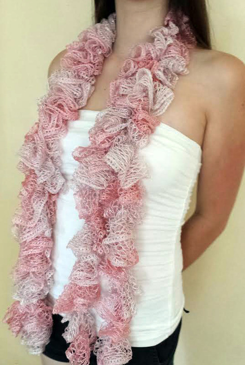 Pink Colored Ruffle Puffy Scarf
