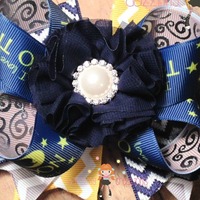 Love You To the Moon and Back Hair Bow/Boutique Bow/Hair Clip/Girls Bows - Thumbnail 1