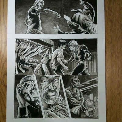 Yuri page 12 sequential production page - pen and ink with inkwash