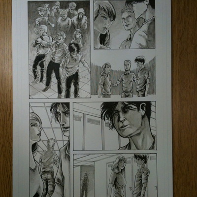Yuri page 25 sequential production page - pen and ink with inkwash