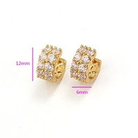 Small Gold Hoop Earrings with CZ Diamonds - Thumbnail 1