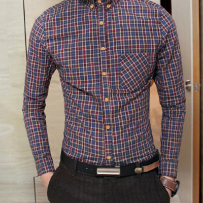 New fashion slim long sleeves causal shirts 918sj-f87-66-dark blue