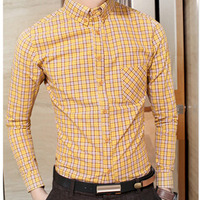 New Fashion Slim Long Sleeves Causal Shirts 918SJ-F87-66-Dark Blue - Thumbnail 3