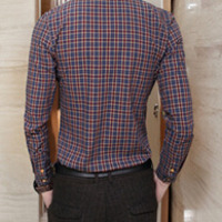 New Fashion Slim Long Sleeves Causal Shirts 918SJ-F87-66-Dark Blue - Thumbnail 2