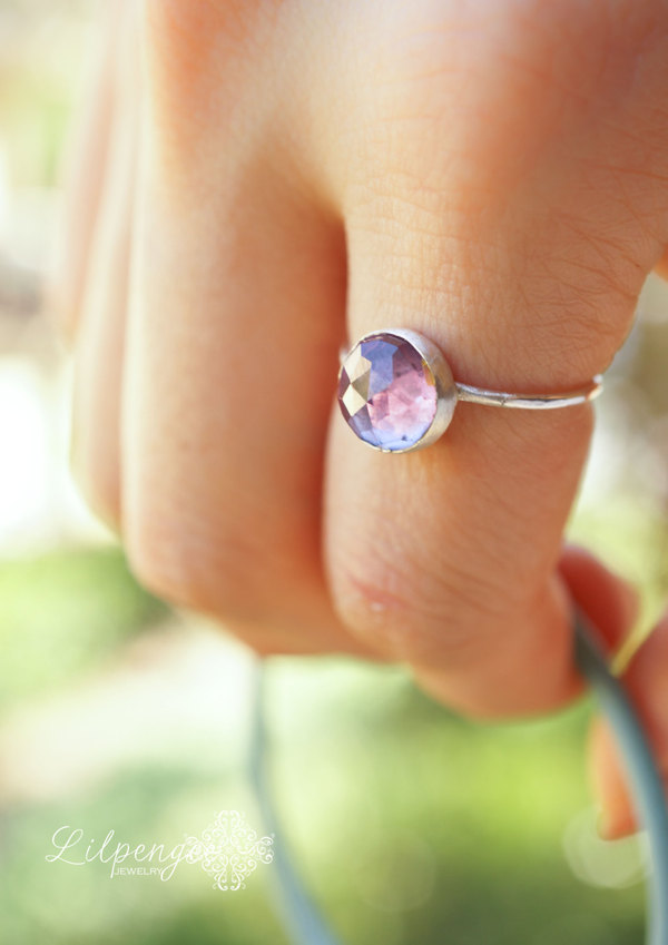 alexandrite - 8mm faceted alexandrite ring. stacking gemstone ring. color changing
