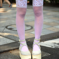 French Lace Over knee socks - Thumbnail 2