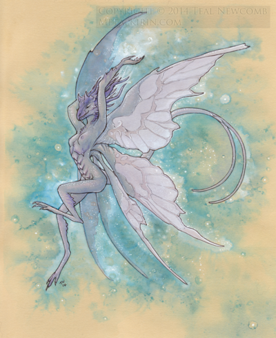 Original fantasy anthro dragoness painting "Shift"