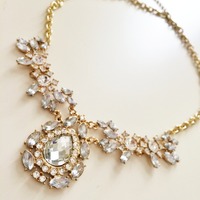 Sparkled Teardrop Statement Necklace - Thumbnail 1