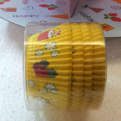 Yellow color cute rabbit party time paper cupcake baking cup liners 100 count