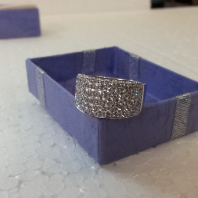 Unisex platinum finish iced out sterling stainless fashion cz ring