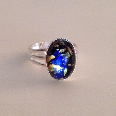 Blue fire opal ring
