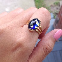 Blue Fire Opal Ring - Thumbnail 1