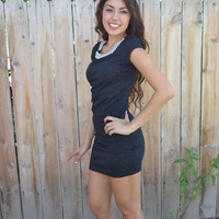 Black Dress with Pearl Accent  - Thumbnail 1