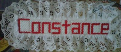 Needlepoint Bookmark with Lace and Pearls