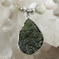Kunzite Necklace with Moldavite Pendant - Thumbnail 2