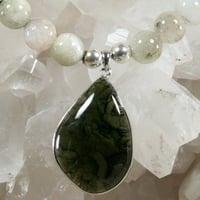 Kunzite Necklace with Moldavite Pendant - Thumbnail 3