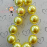Yellow Pearl Chunky Necklace/Lemon Inspired/Flower Rhinestone Center Headband/Girls Jewerly/Girls Hair Clips/Photo Props - Thumbnail 2