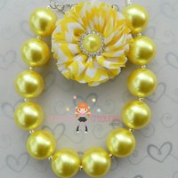 Yellow Pearl Chunky Necklace/Lemon Inspired/Flower Rhinestone Center Headband/Girls Jewerly/Girls Hair Clips/Photo Props - Thumbnail 3