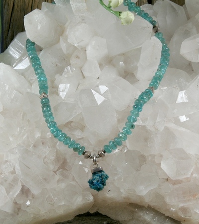 Apatite (gemmy) Necklace with Cavansite Pendant