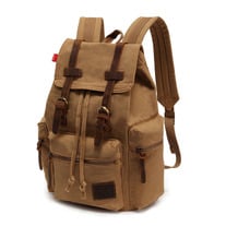 Useful Vintage Brown Scrub Canvas Backpack 