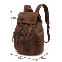 Useful Vintage Brown Scrub Canvas Backpack  - Thumbnail 4