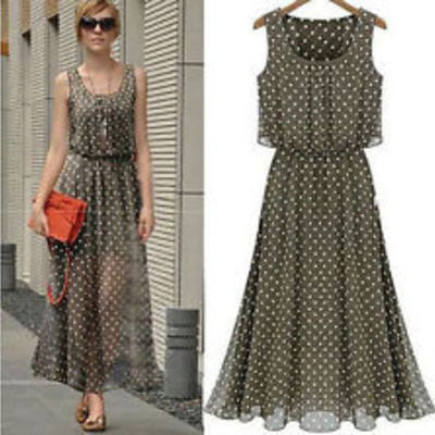 Summer boho long maxi evening party dress beach dresses chiffon dress(3 color)