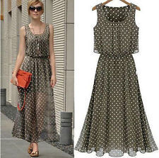 Summer boho long maxi evening party dress beach dresses chiffon dress(3 color)