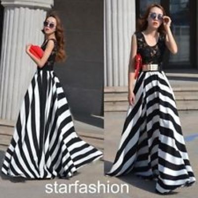 Summer boho long maxi evening cocktail party beach lace chiffon dress