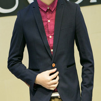 Fashion Cotton Korean Style Plain Men Suit Jackets 918SJ-F112-138-Sky Blue  - Thumbnail 4