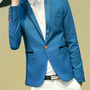Fashion Cotton Korean Style Plain Men Suit Jackets 918SJ-F112-138-Navy Blue-3