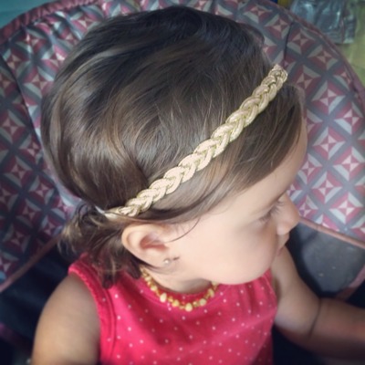 Pink & gold braided headband