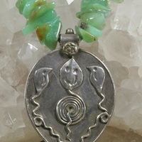 Chrysoprase and Green Tiger Eye Necklace with Snake Pendant - Thumbnail 1