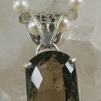 Pearls and Smokey Quartz Necklace with Smokey Quartz Pendant - Thumbnail 1