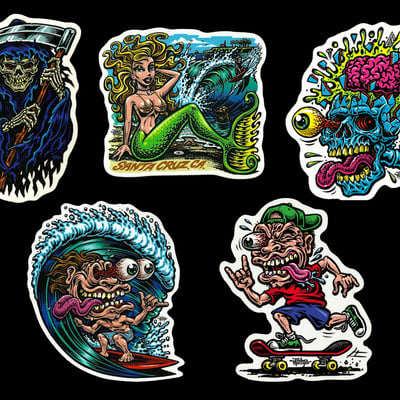 Small sticker pack of 5 full color shaped vinyl stickers with extras - Thumbnail 1
