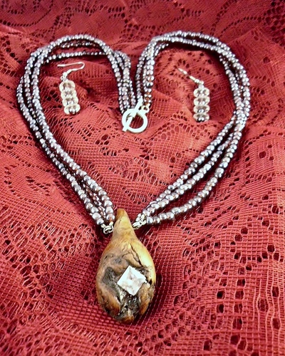 Swarovski Crystal and Driftwood Necklace and Earring Set