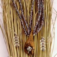 Swarovski Crystal and Driftwood Necklace and Earring Set - Thumbnail 2