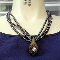 Swarovski Crystal and Driftwood Necklace and Earring Set - Thumbnail 3