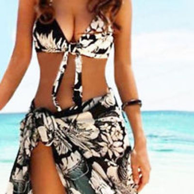  3-piece halter floral summer bikini beach swimwear swimsuit beachwear