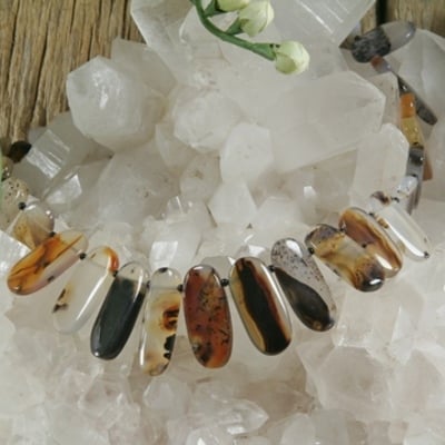 Montana agate (a grade) and onyx necklace - Thumbnail 3