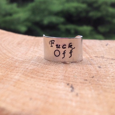 F#*k off hand stamped ring