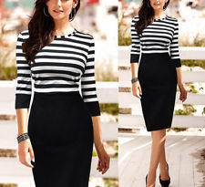Pinup celeb striped tunic party wear to work sheath shift pencil dress