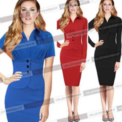 Pinup vintage stretch slim tunic wiggle dress 