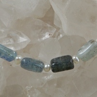 Blue Kyanite and Pearl Necklace - Thumbnail 1