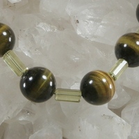 Green Tiger Eye and Lemon Citrine Necklace - Thumbnail 1